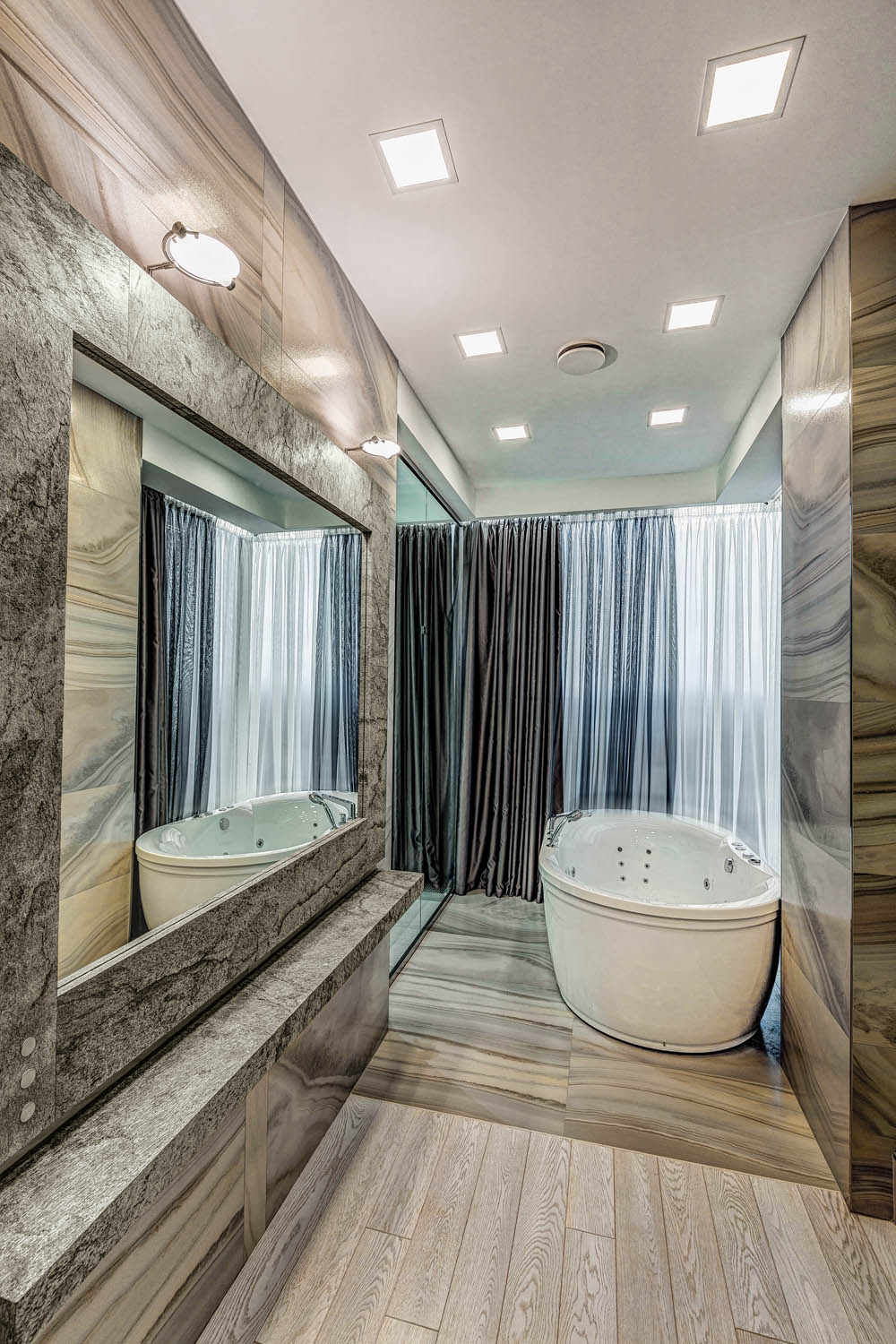 Дизайн интерьера ванной комнаты совмещенной со спальней